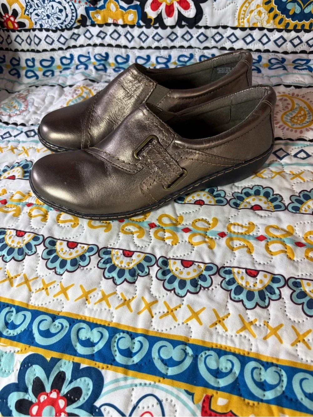 Clarks Women's Metallic Pewter Slip-On Loafers